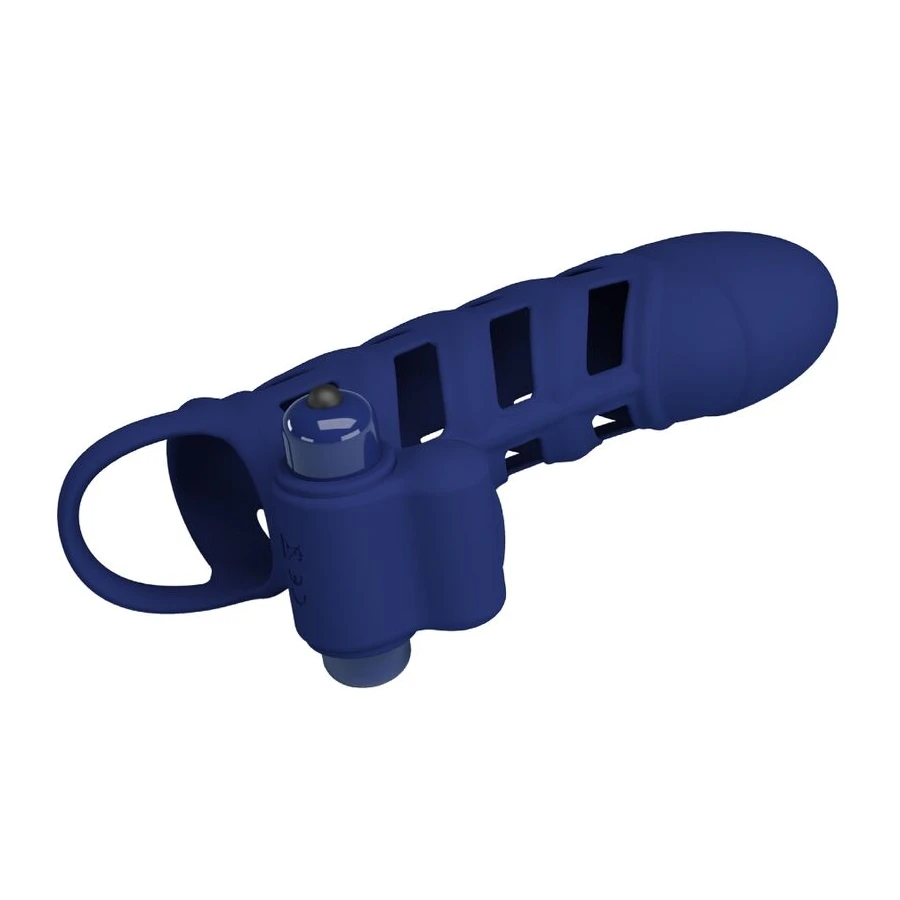 PRETTY LOVE - ALTAF ANNEAU VIBRATEUR AVEC GAINE EN SILICONE BLEU